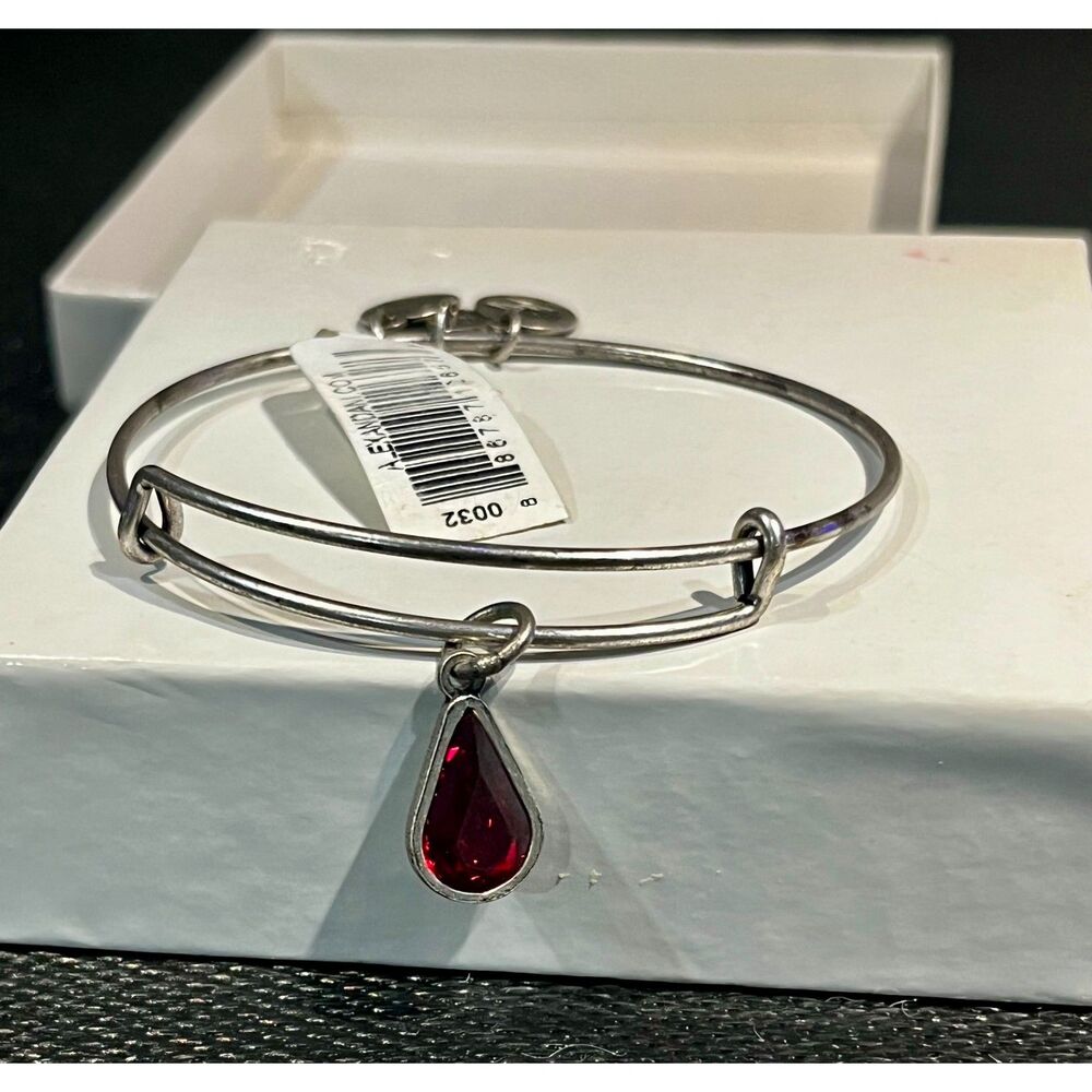 NWT Alex & Ani Swarovski Garnet Teardrop Bangle Bracelet Jan Birthstone